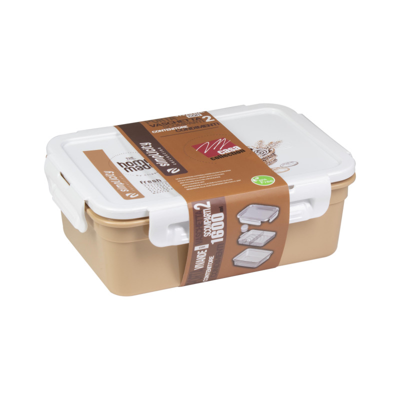 Set di 6 Lunch Box 3 Pezzi Vassoio Rettangolare Marrone