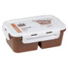 Set di 6 Lunch Box 2 Scomparti 1000 ml Marrone Pratici e Sicuri