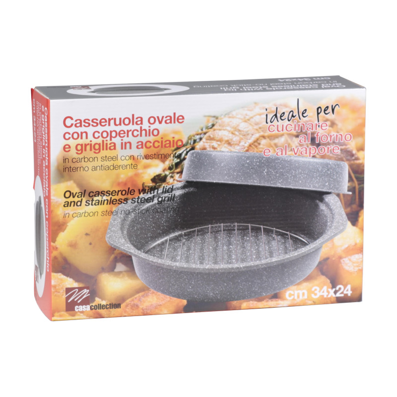 Set di 6 Confezioni 3 Pezzi Casseruola Ovale Carbon Steel