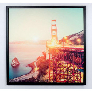 Set di 4 Stampe su Tela con Cornice Nera Sunset 80x80 cm