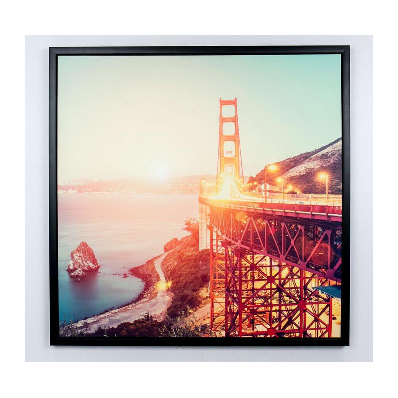 Set di 4 Stampe su Tela con Cornice Nera Sunset 80x80 cm