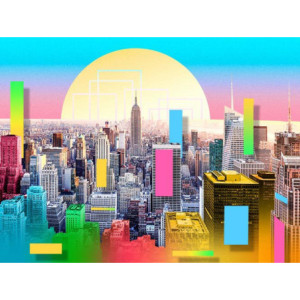 Set di 4 Canvas Colorful Sunset Multicolor 85x113 cm Moderni