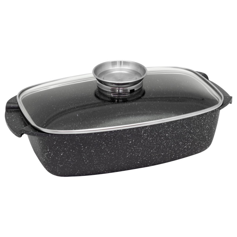 Set di 4 Rostiere Alluminio Pressofuso con Coperchio 32x20 cm