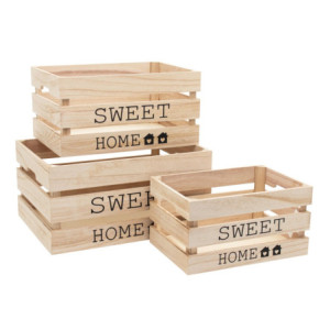 Set 4 Confezioni 3 Cassette Portatutto MDF Sweet Home Naturale