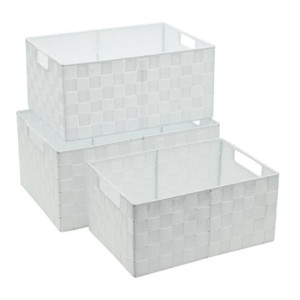 Set 6 Confezioni 3 Cestini Portatutto Rettangolari Twist Bianco