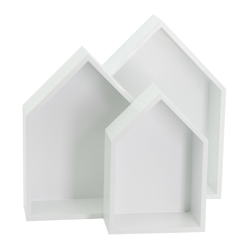 Set 4 Confezioni 3 Mensole Casetta 26,5x10x35 cm Bianco Design