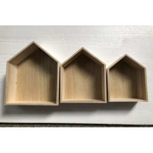 Zoom Set di 4 confezioni 3 Mensole Casetta 26,5x10x35 Naturale