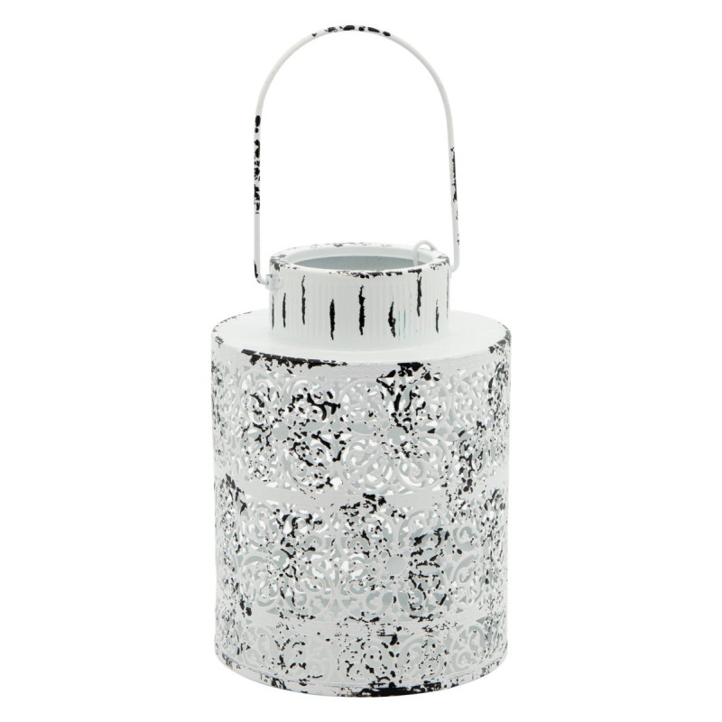 Set di 6 Lanterne Fes 18x26,5 cm Bianco Anticato Stile Vintage
