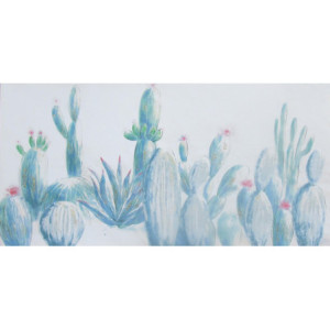 Set di 6 Canvas Dipinto a Mano Cactus 60x120 cm Moderno