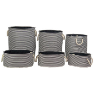Set di 2 Confezioni 6 Portatutto Storage Stripes Bianco Nero