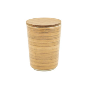 Set di 6 Barattoli con Tappo Woody 10x14 cm in Bamboo e Vetro