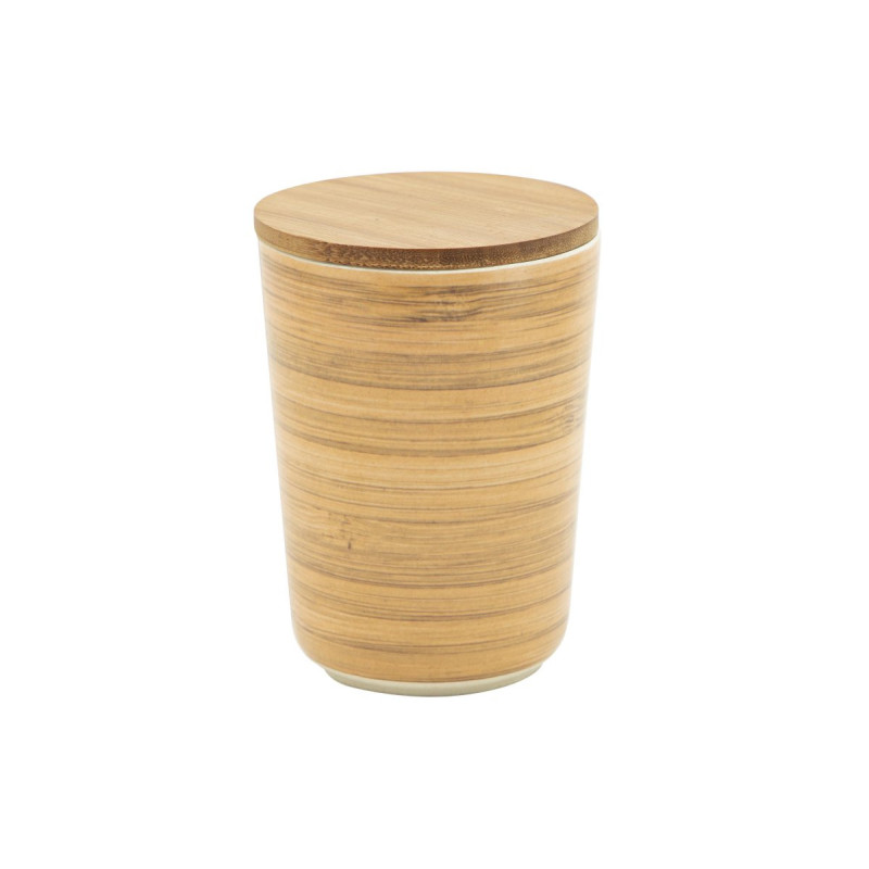 Set di 6 Barattoli con Tappo Woody 10x14 cm in Bamboo e Vetro