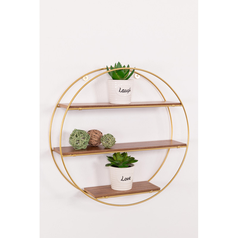 Set 6 Mensole portaoggetti pieghevoli tonde oro 42x10x42cm moderne