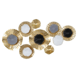 Set 4 Wall Deco 3D Flair metallo oro nero 63x33x35cm moderno