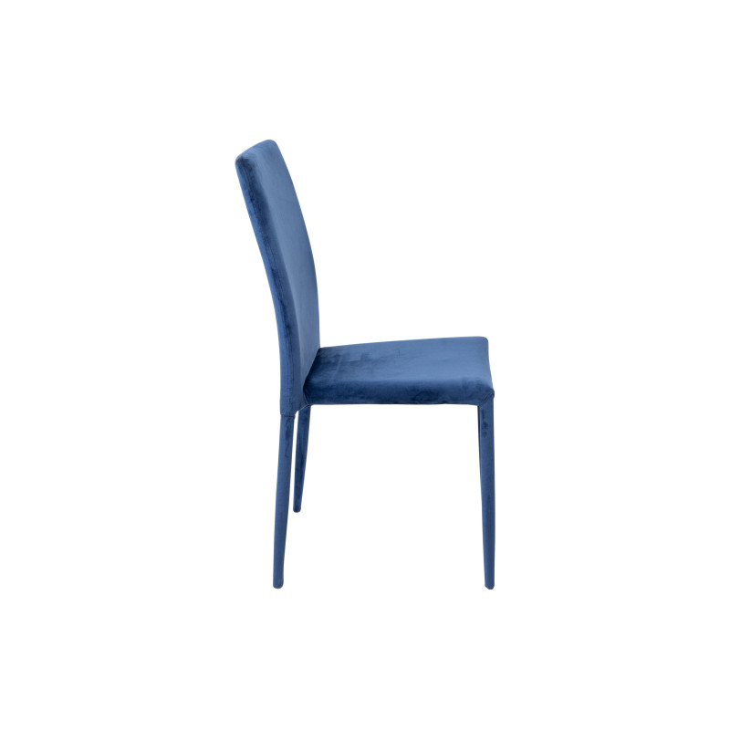 Set 6 Sedie imbottite Connie velluto blu 41x44x90cm moderne eleganti