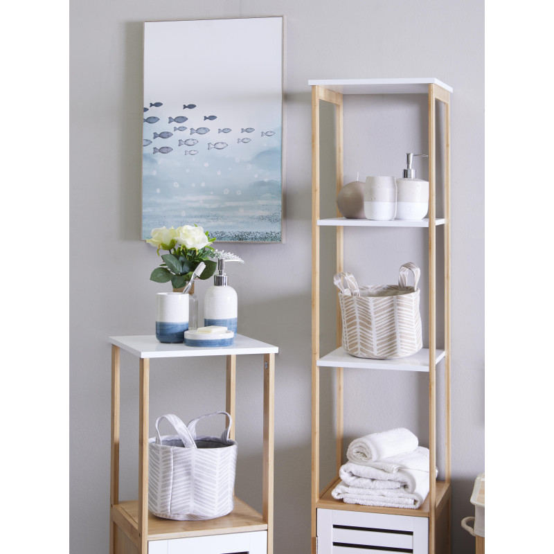 Set 6 confezioni 3 cesti portatutto tondi Ximba beige con manici