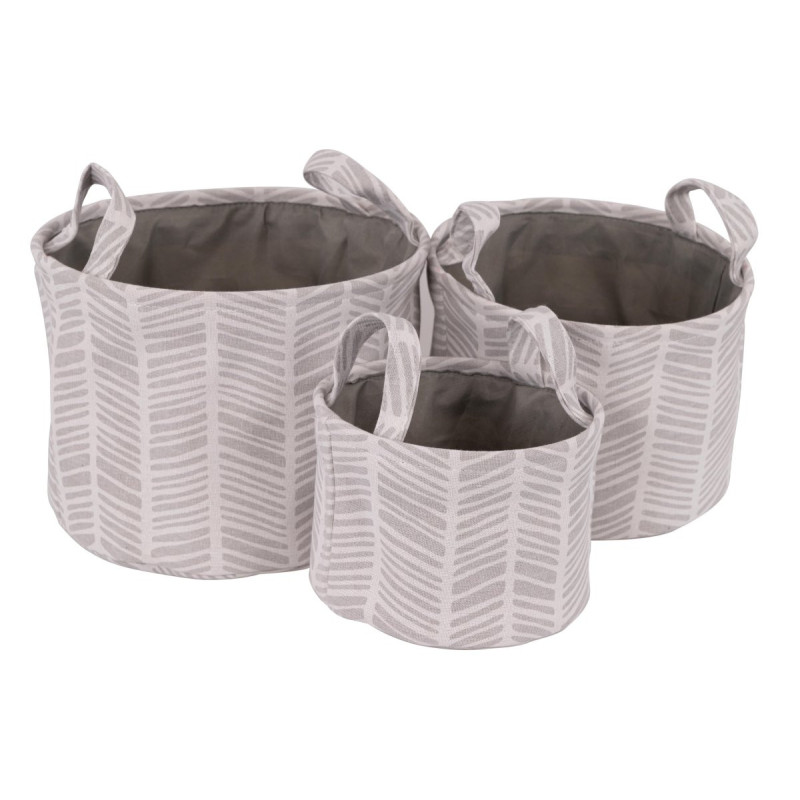 Set 6 confezioni 3 cesti portatutto tondi Ximba grigio con manici