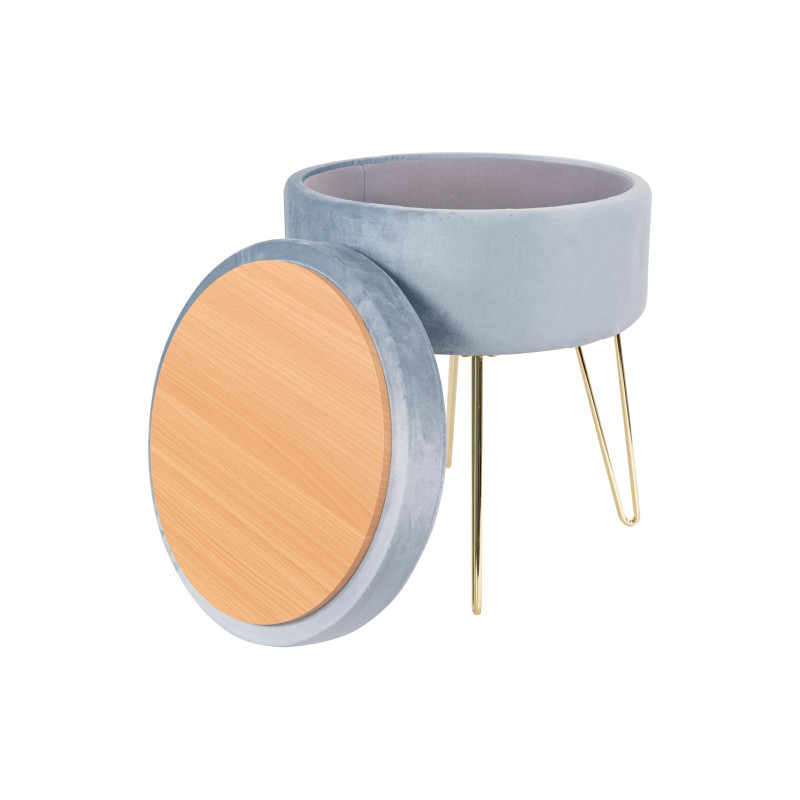 Set 3 Sgabelli rotondi Orlando 37,5x45cm grigi con coperchio