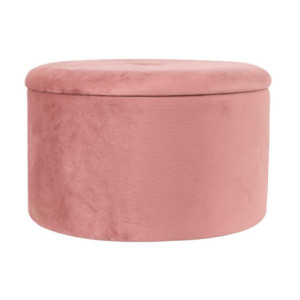 Set 2 Pouf contenitore pieghevoli Olimpia velluto rosa 56x34cm