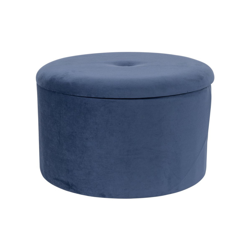 Set 2 Pouf contenitore pieghevoli Olimpia velluto blu 56x34cm
