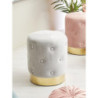 Set 2 Pouf Anastasia velluto trapuntato base oro grigio 35x42cm