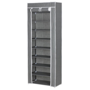 Zoom Set di 4 Scarpiere Armadio In Tnt 9 Ripiani Con Struttura Metallo 61x30x160cm Grigio