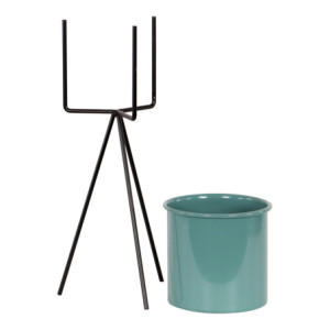 Zoom Set di 2 Portavaso Metallo Olivia D11 H29 Verde/nero Con Supporto