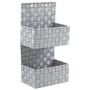 Set 6 Portaoggetti Parete 2 piani PP intrecciato grigio 25x15x11/48