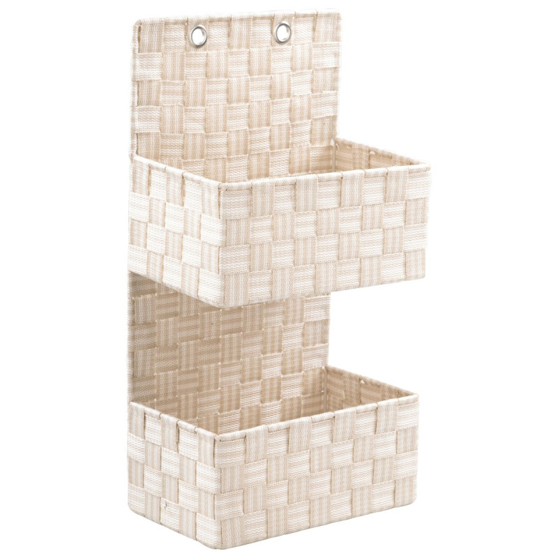 Set 6 Portaoggetti Parete 2 piani PP intrecciato beige 25x15x11/49