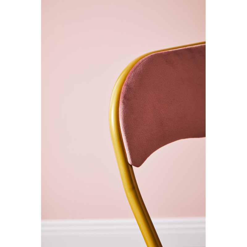 Set di 6 Sedie Pieghevoli Cynthia velluto rosa struttura oro