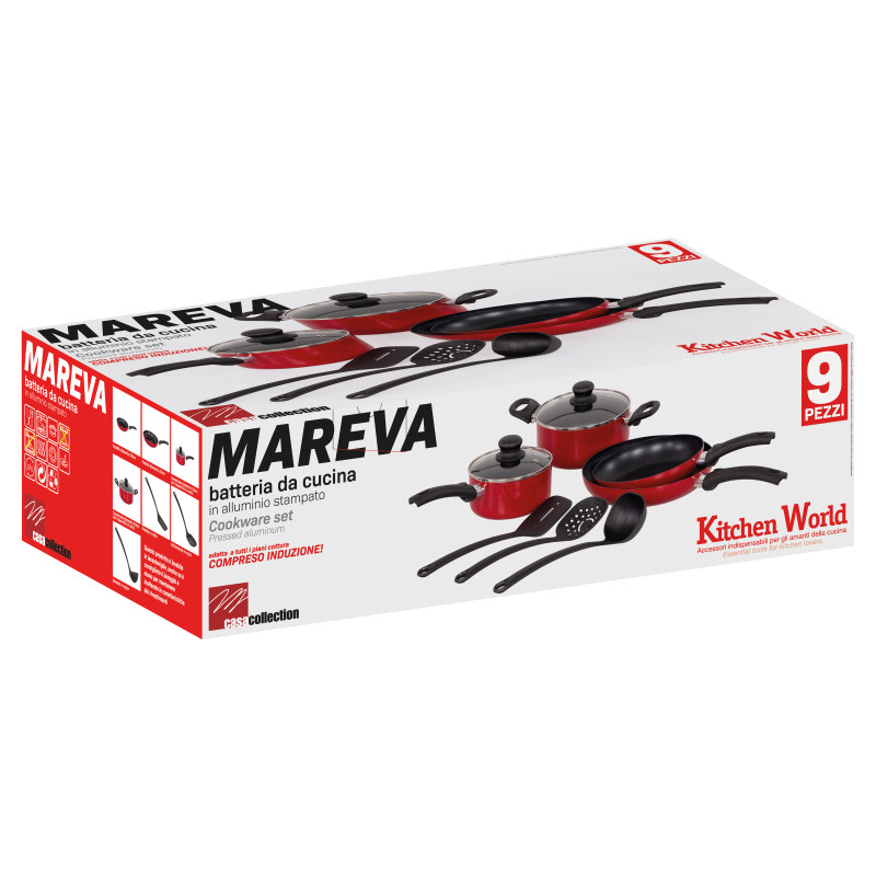 Set di 2 Batterie 9pz Mareva alluminio fondo induzione cucina