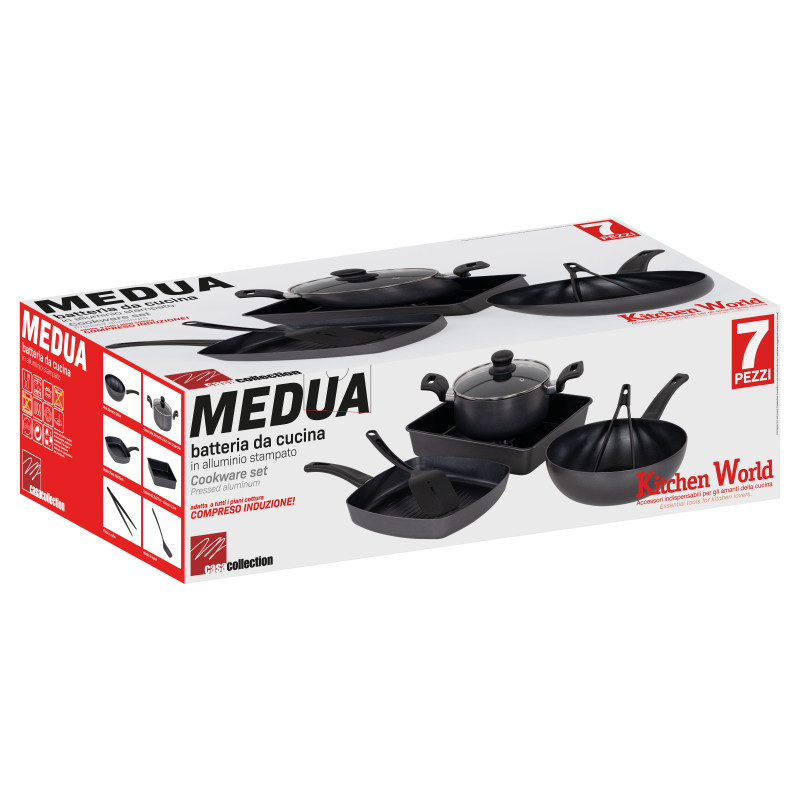 Set di 2 Batterie 7pz Medua alluminio fondo induzione cucina