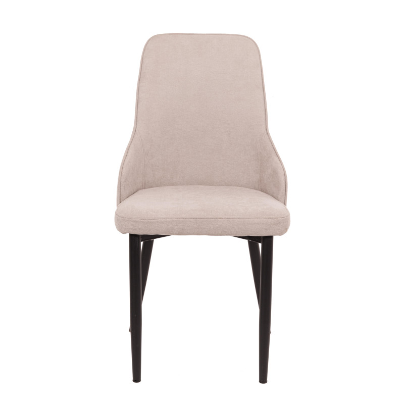 Set 4 sedie Chantal tessuto beige gambe nere opaco moderne casa