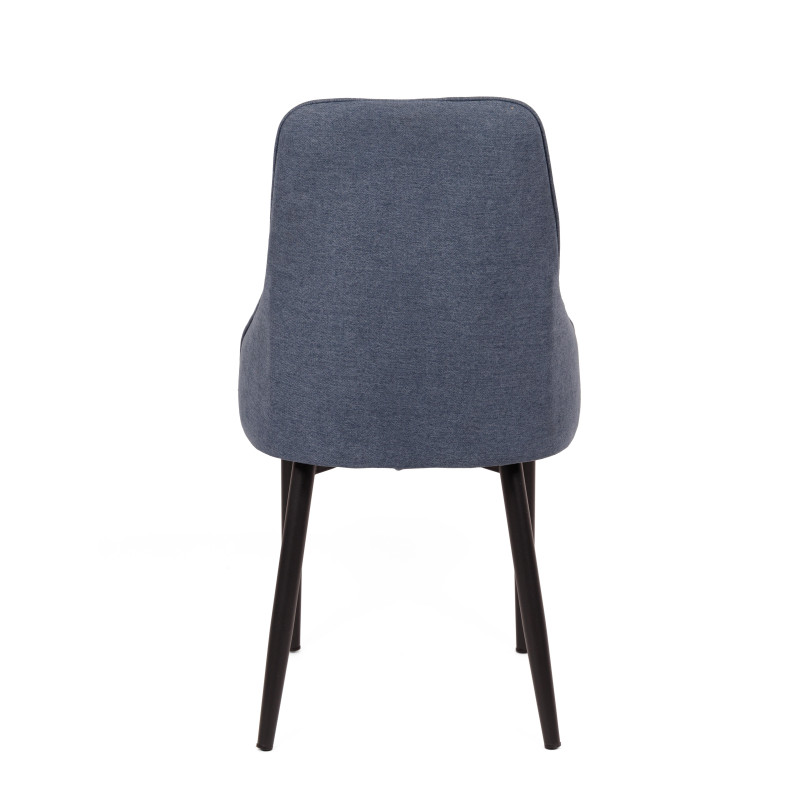 Set 4 sedie Chantal tessuto blu avio gambe nere opaco moderne