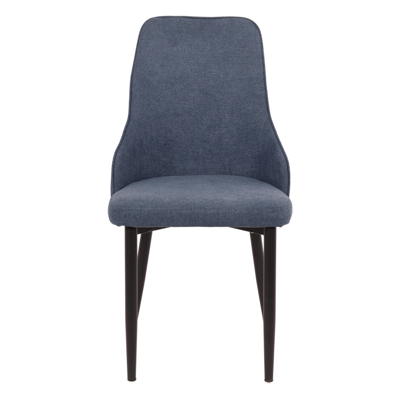 Set 4 sedie Chantal tessuto blu avio gambe nere opaco moderne