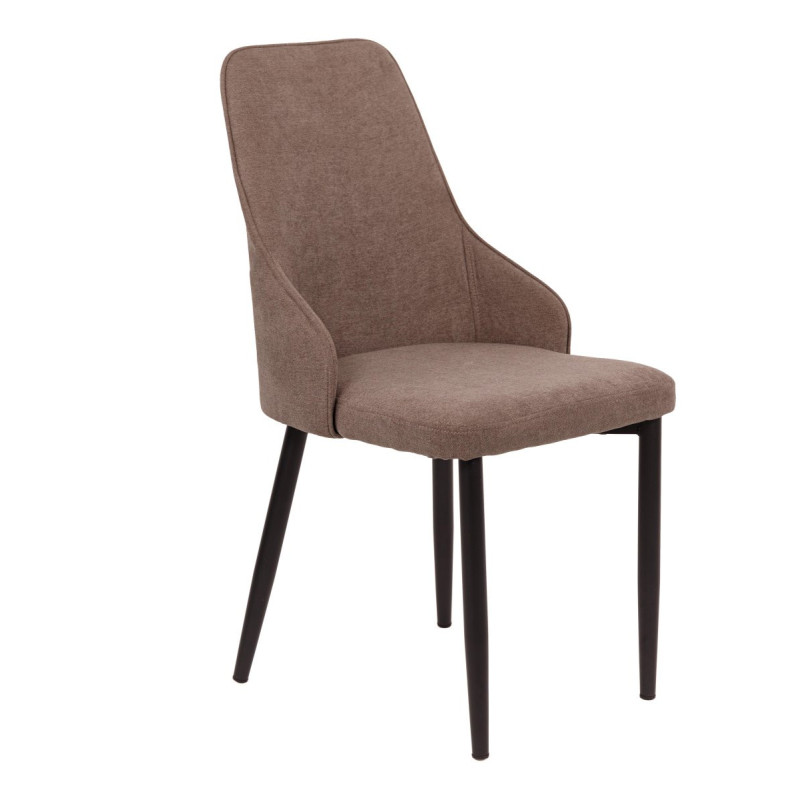 Set di 4 Sedie Chantal Tortora Tessuto e Gambe Nero Opaco