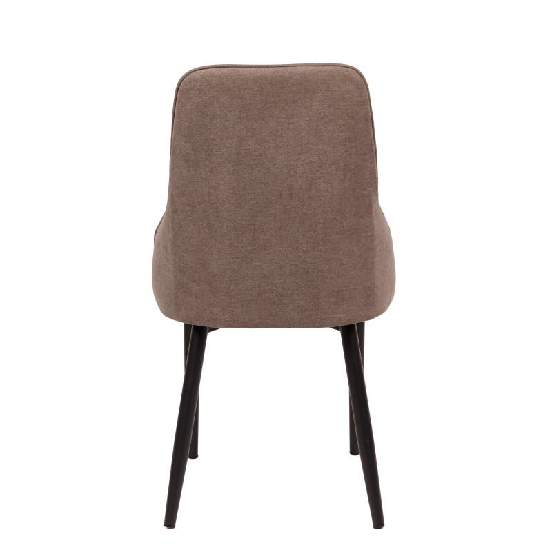 Set di 4 Sedie Chantal Tortora Tessuto e Gambe Nero Opaco