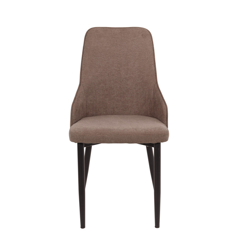 Set di 4 Sedie Chantal Tortora Tessuto e Gambe Nero Opaco