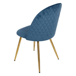 Zoom Set di 4 Sedie Claire In Velluto Blu E Gambe Oro