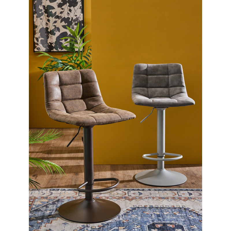 Set 2 sgabelli Clayton PU grigio base grigia regolabili moderni