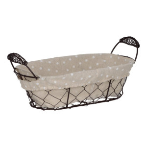 Set 6 cestini ovali Pois filo di ferro 26x13cm pratici e decorativi