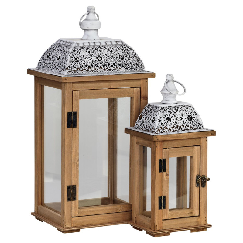 Set 12 lanterne in legno Midori design naturale eleganti e versatili