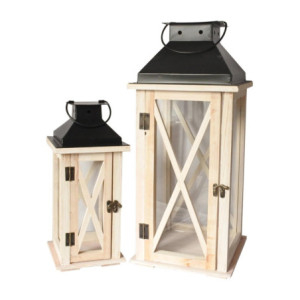 Set 6 lanterne in legno Juri design naturale eleganti e versatili