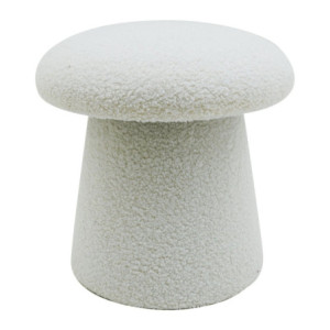 Set 2 pouf tessuto teddy Mushy bianco Ø37xH38cm morbidi moderni