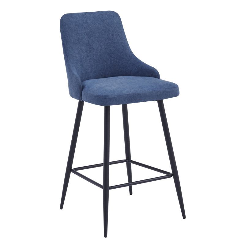 Set di 4 sgabelli Chantal tessuto blu avio imbottiti 47x52,5x100cm