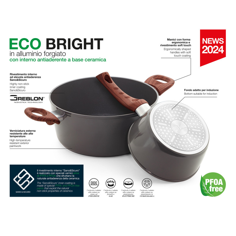 Set di 6 casseruole alluminio forgiato 24cm rivestimento ceramico