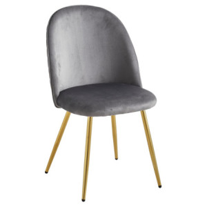 Set di 4 sedie Claire velluto grigio gambe oro 45x54x88cm moderne
