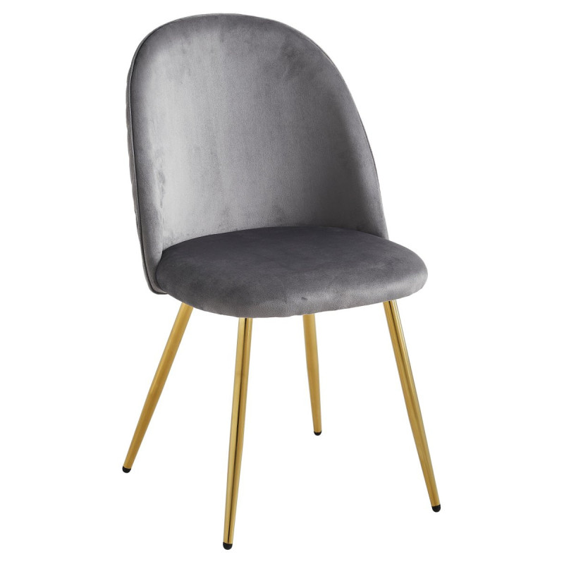 Set di 4 sedie Claire velluto grigio gambe oro 45x54x88cm moderne