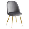 Set di 4 sedie Claire velluto grigio gambe oro 45x54x88cm moderne