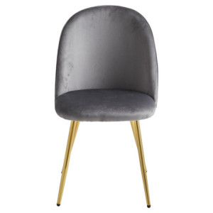 Zoom Set di 4 Sedie Claire In Velluto Grigio E Gambe Oro